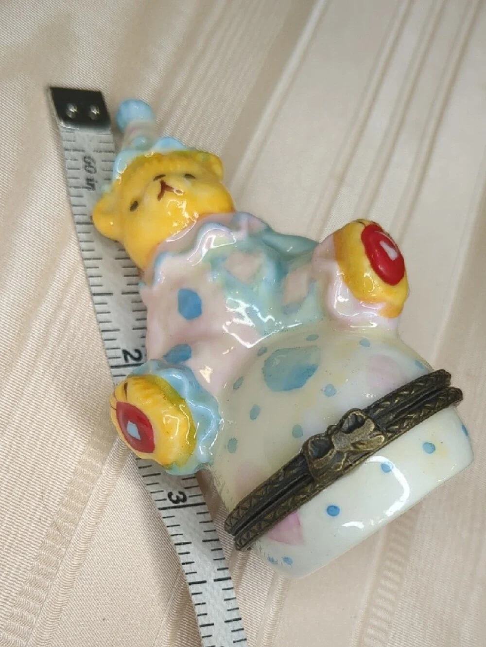 Vintage 90s Ceramic Clown Bear Ring Trinket Holder Cute Collectible